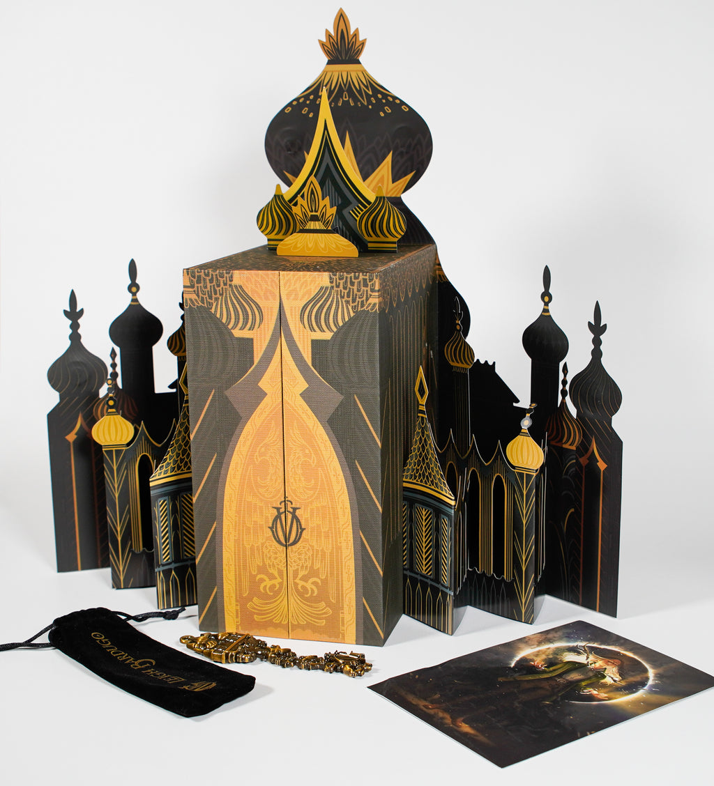 LitJoy Shadow and Bone Annotated Special Edition box set standing upright with its custom slipcase