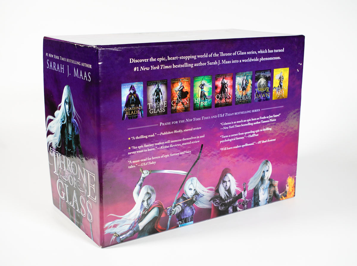 Rear angle of the 2018 Throne of Glass original-cover hardcover collector box set