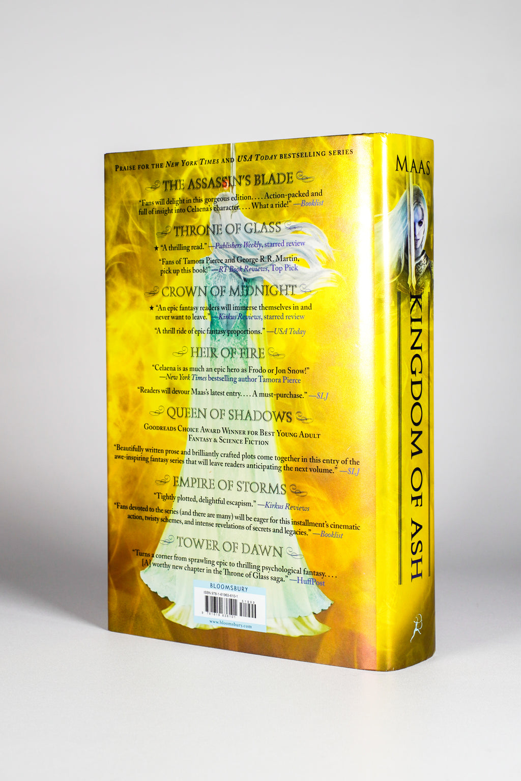 Kingdom of Ash original illustrated dust-jacket back from the 2018 Throne of Glass hardcover box set