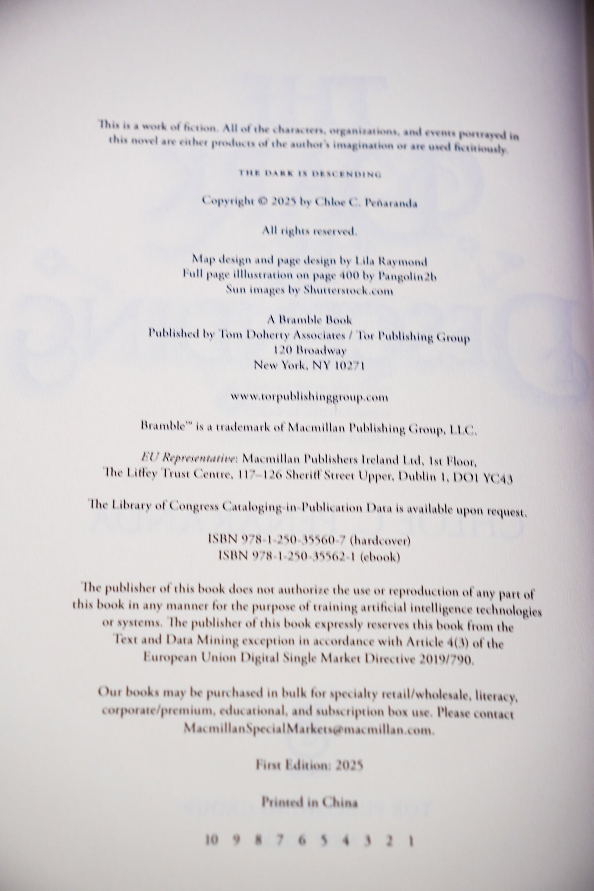 Nytefall OwlCrate edition publication and copyright page