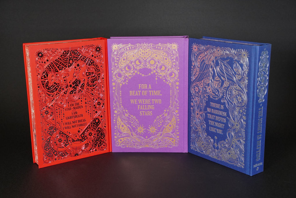 Nytefall trilogy foil-stamped casebound hardcovers without dust jackets