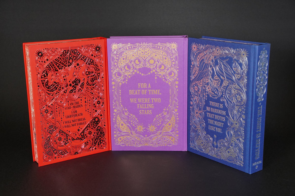 Nytefall trilogy foil-stamped casebound hardcovers without dust jackets
