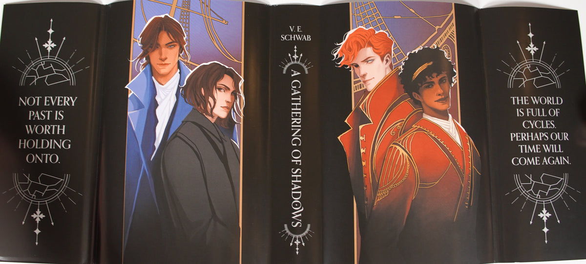 A Gathering of Shadows reverse dust jacket artwork