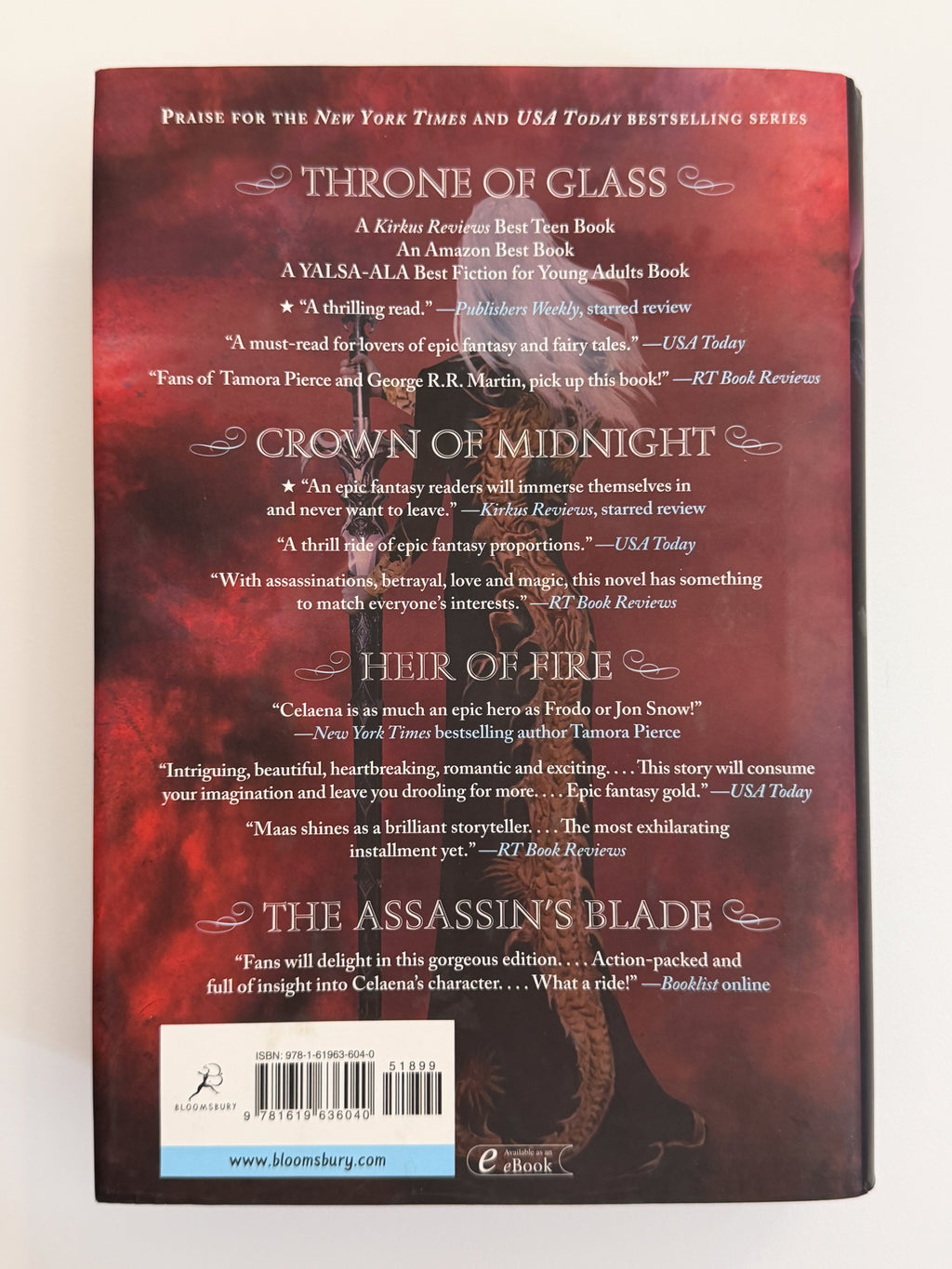 Queen of Shadows original-cover U.S. hardcover back dust jacket and ISBN