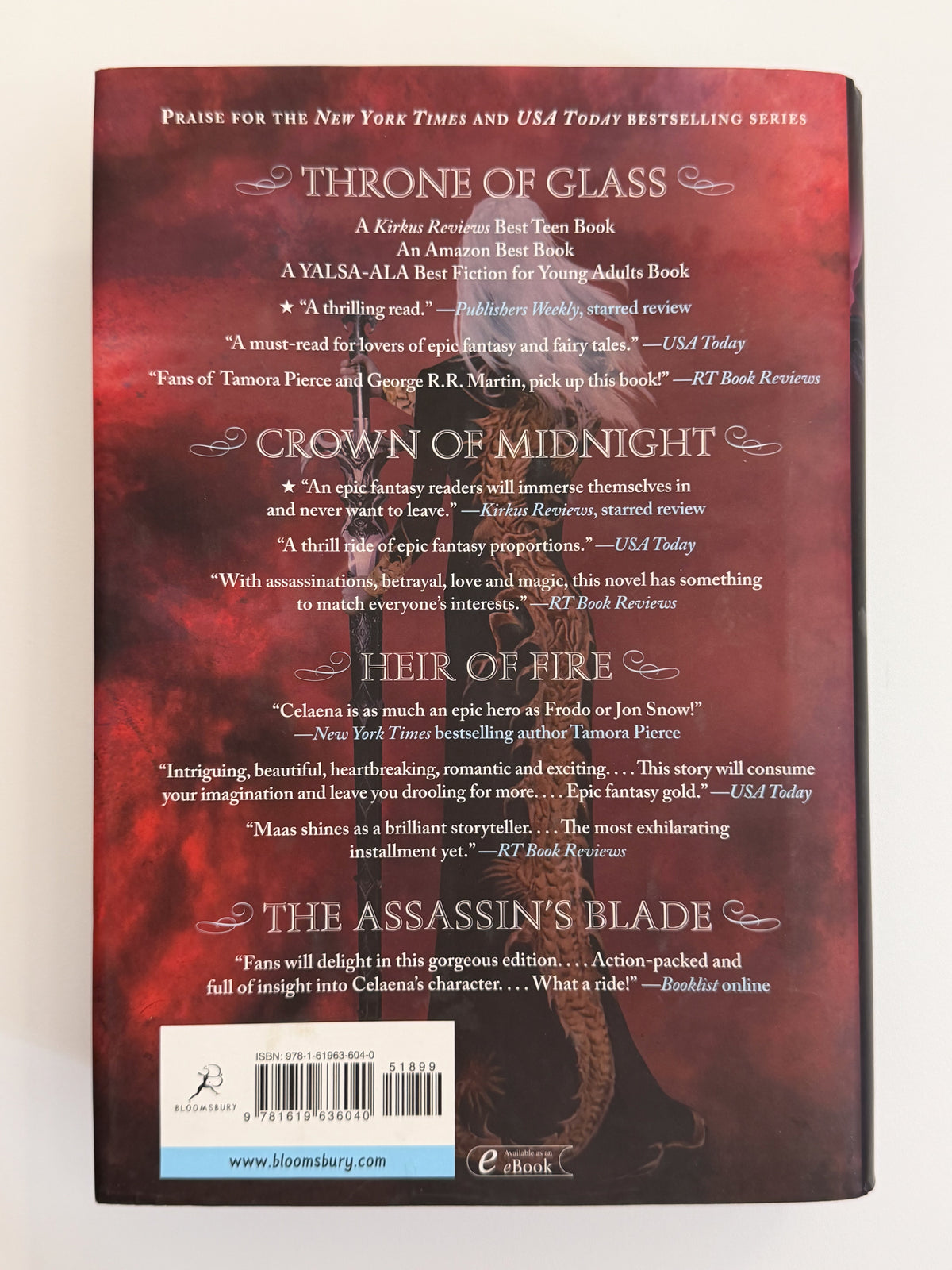 Queen of Shadows original-cover U.S. hardcover back dust jacket and ISBN