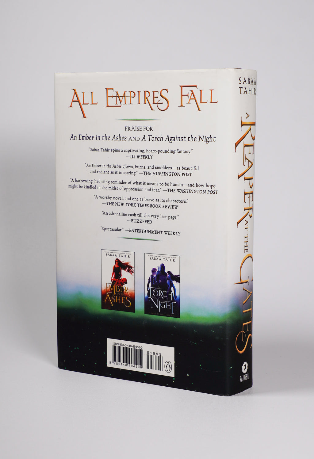 A Reaper at the Gates by Sabaa Tahir hardcover back dust jacket and spine
