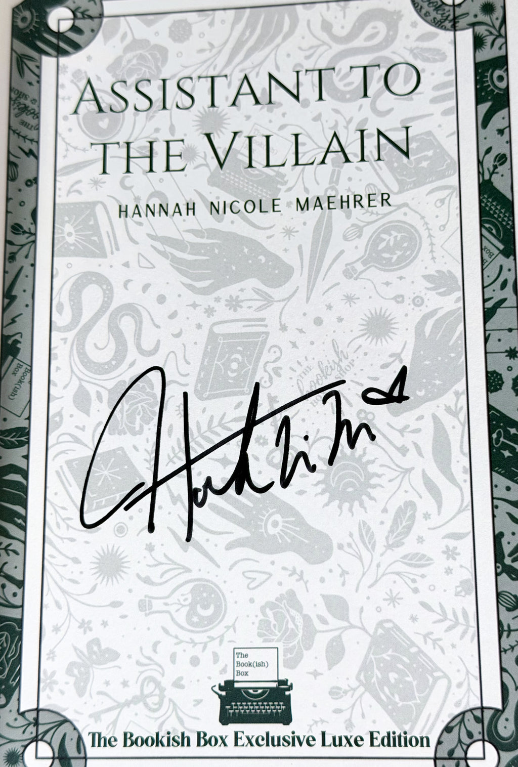 Assistant to the Villain Bookish Box Luxe Edition hand-signed by Hannah Nicole Maehrer