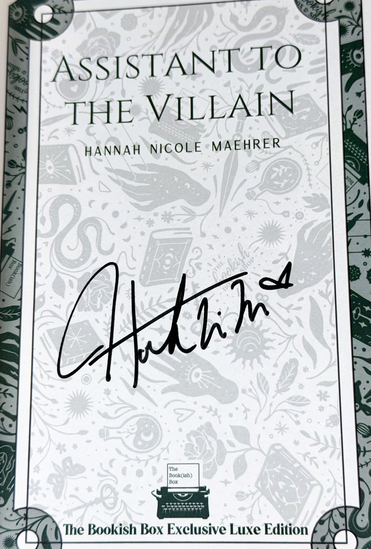 Assistant to the Villain Bookish Box Luxe Edition hand-signed by Hannah Nicole Maehrer