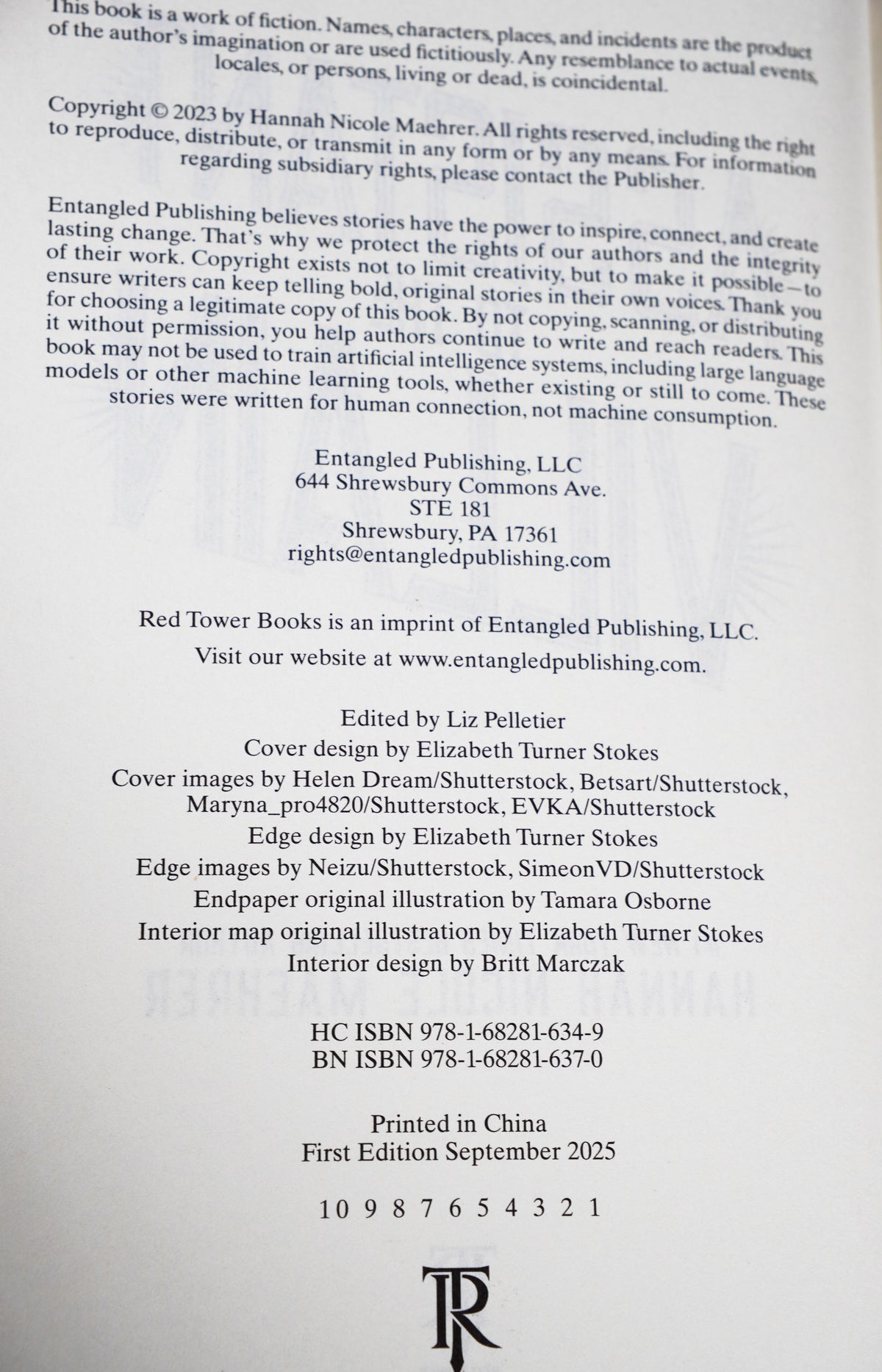 Assistant to the Villain Clothbound Edition copyright page with hardcover and B&N ISBNs and first-edition number line