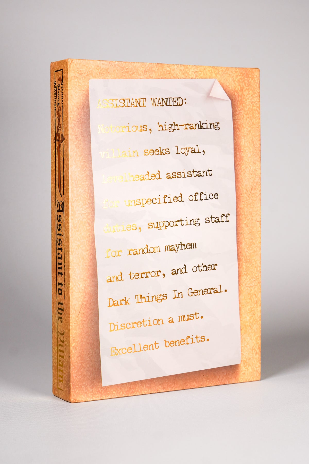 Back of the Assistant to the Villain Bookish Box Luxe slipcase