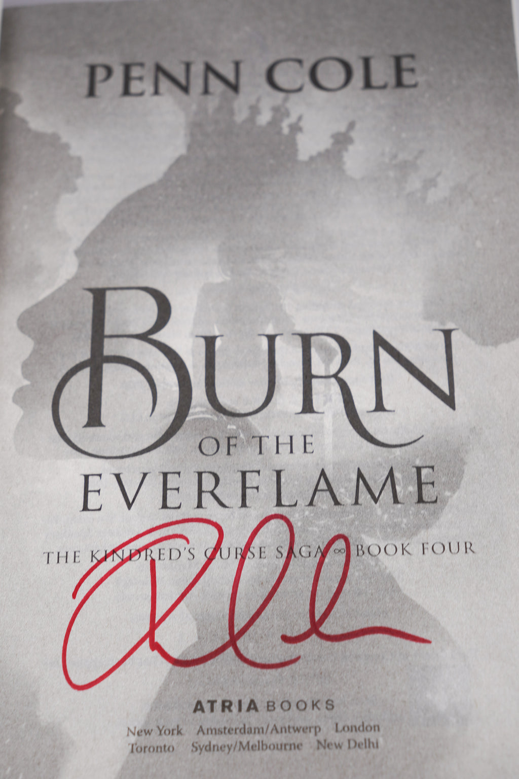 Penn Cole hand signature directly on the Burn of the Everflame title page