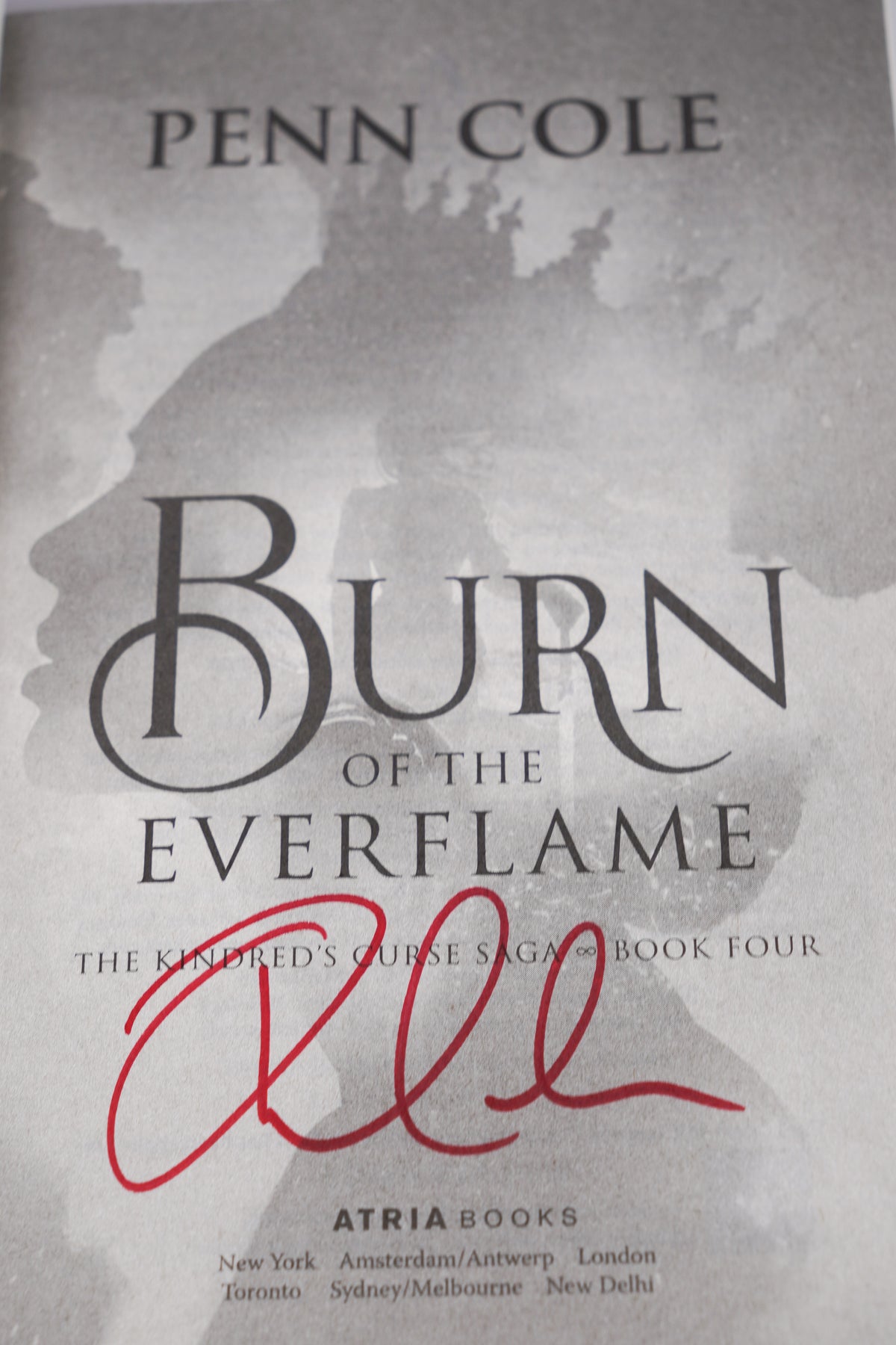 Penn Cole hand signature directly on the Burn of the Everflame title page