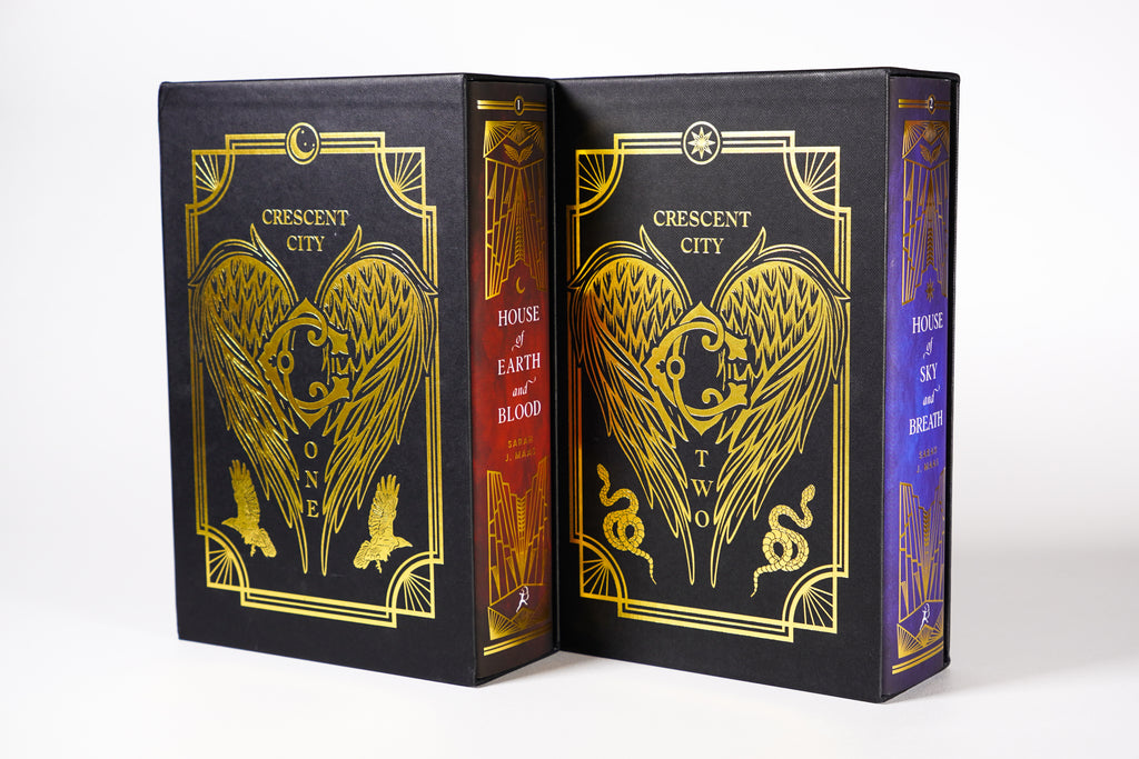 FairyLoot Crescent City two-book set in individual black and gold slipcases