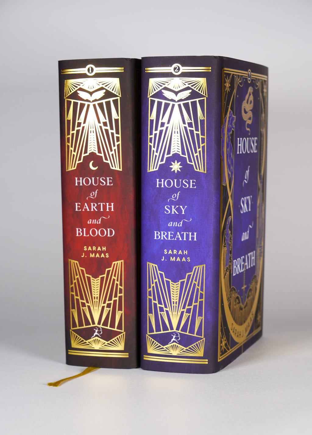 Spines of House of Earth and Blood and House of Sky and Breath FairyLoot editions