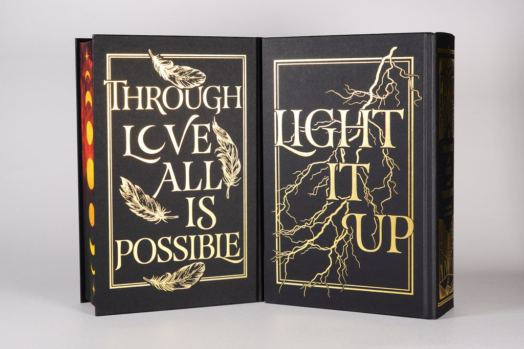 Quote designs on the backs of both Crescent City FairyLoot hardcases