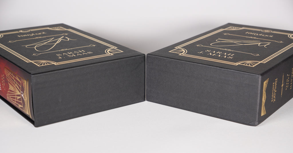 Bottom condition view of the Crescent City FairyLoot books and slipcases