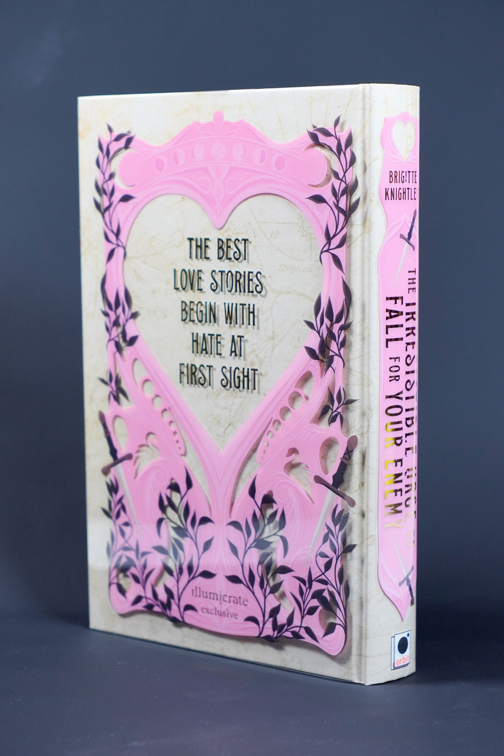 The Irresistible Urge to Fall for Your Enemy Illumicrate exclusive — back cover and spine