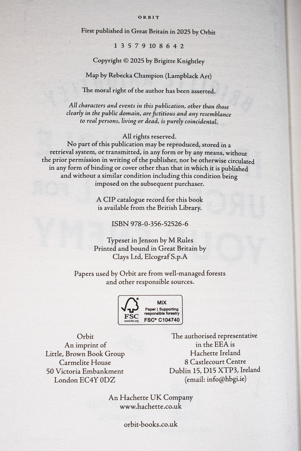 The Irresistible Urge to Fall for Your Enemy — 2025 UK first-printing copyright page