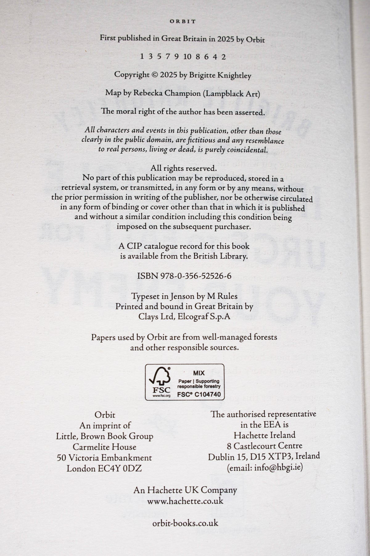 The Irresistible Urge to Fall for Your Enemy — 2025 UK first-printing copyright page