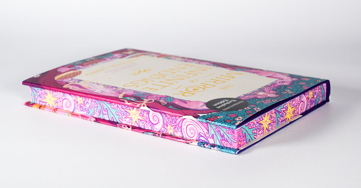 Decorated page edges of The Mirror of Infinite Endings Waterstones Exclusive Edition