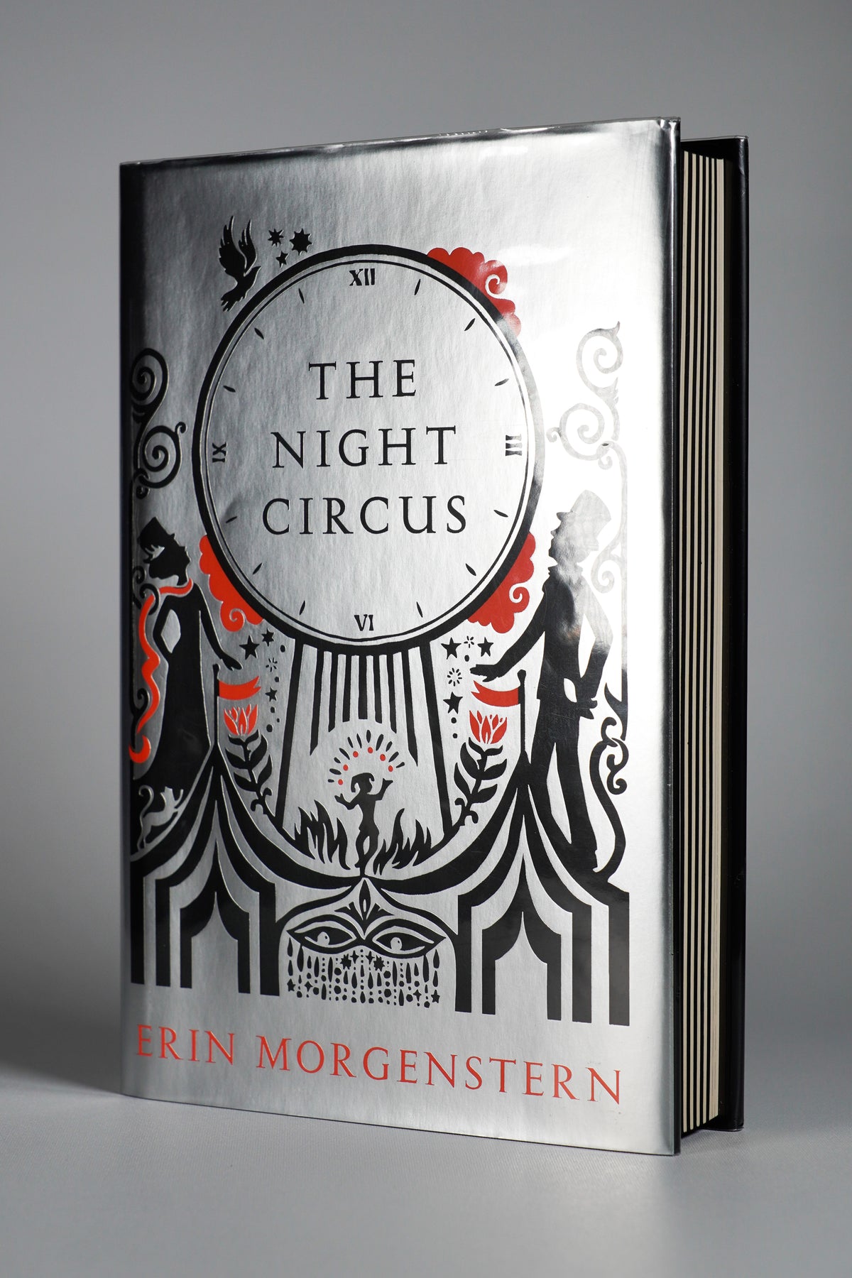 The Night Circus — Illumicrate signed hardcover: silver illustrated jacket front and striped edges; actual copy