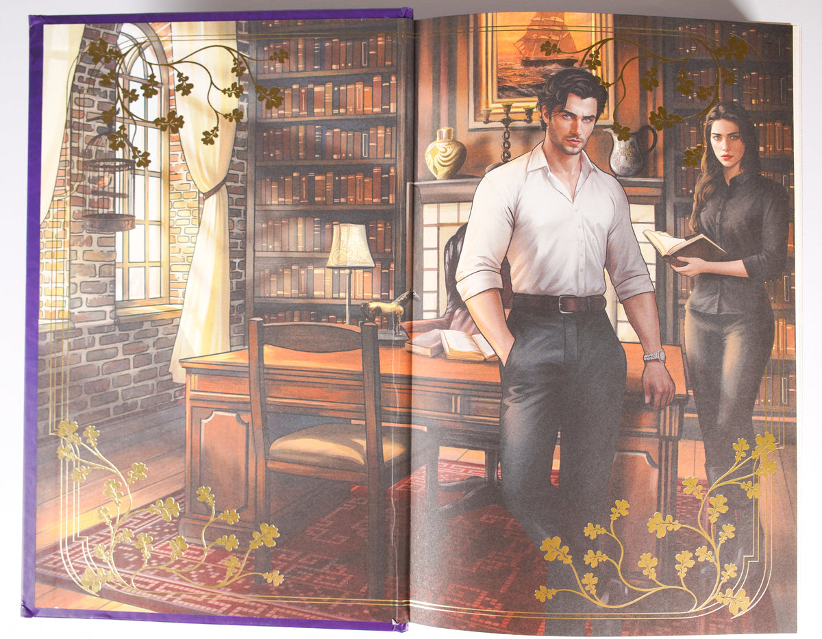 The Robin on the Oak Throne FairyLoot illustrated library endpapers