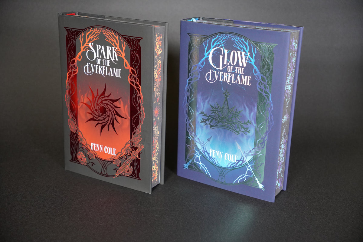 Spark and Glow of the Everflame OwlCrate exclusive two-book set angled view
