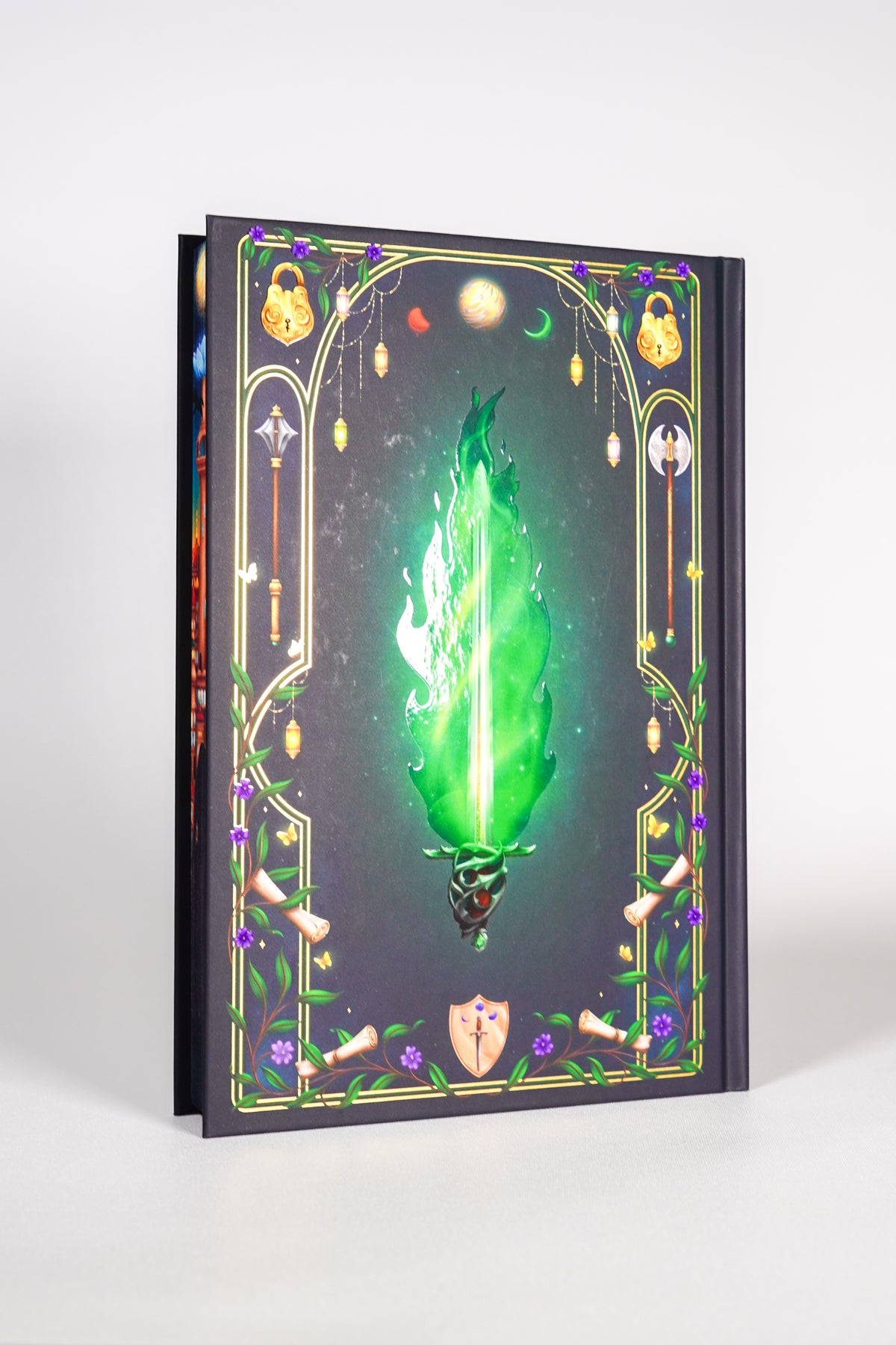Reverse hardcover artwork on This Kingdom Will Not Kill Me Moonlight Book Box edition
