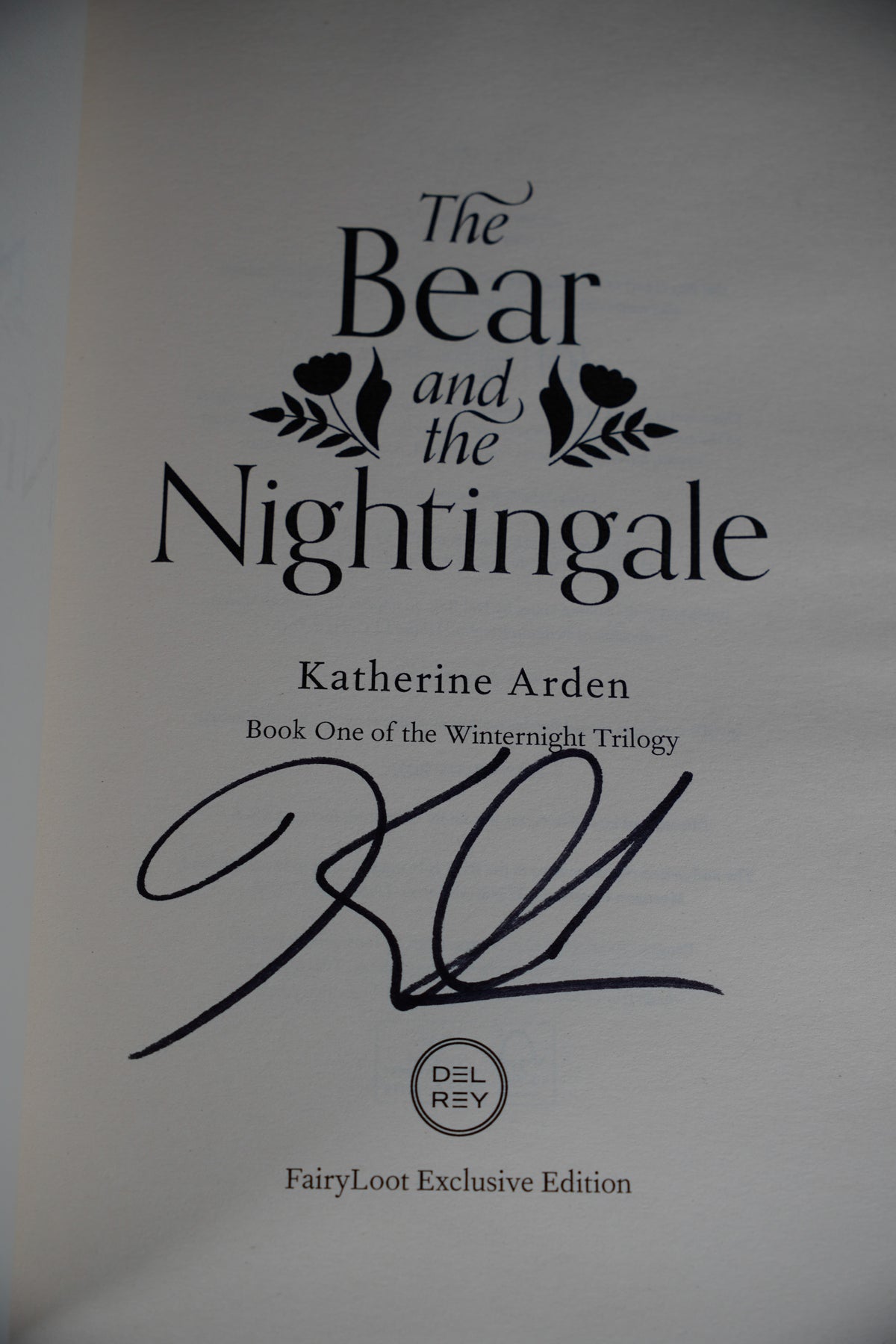 Winternight Trilogy — FairyLoot signed deluxe set: Bear and the Nightingale signed FairyLoot title page; actual copy